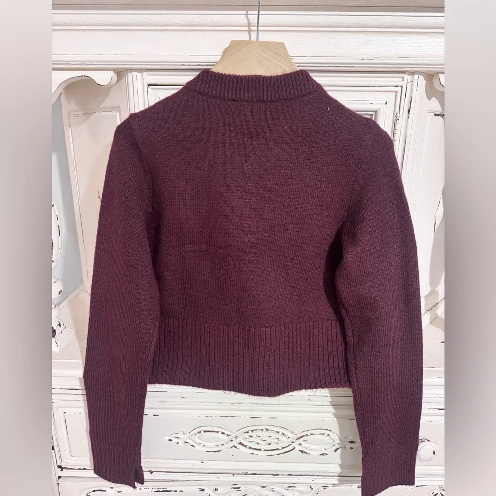 Express•Button knit Cardigan Burgundy•Size S•NWT - Picture 3 of 4